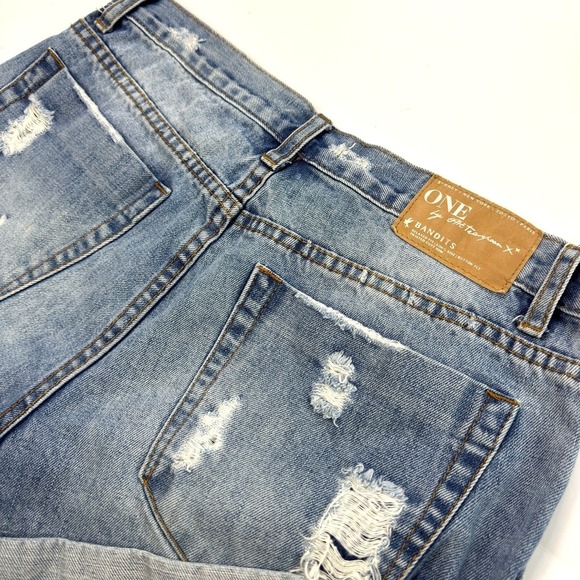 One Teaspoon Bandits Denim Shorts Womens Size 27 Distressed Cutoff Twisted Hem - Picture 8 of 8